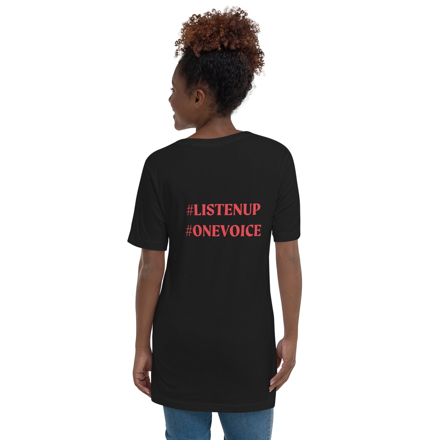 "I'm speaking" Short Sleeve V-Neck T-Shirt-Black